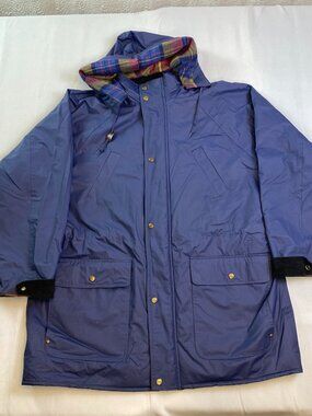 Totes 💙 | Blue Hooded Rain Jacket | Plaid Lined Weather Protector XL